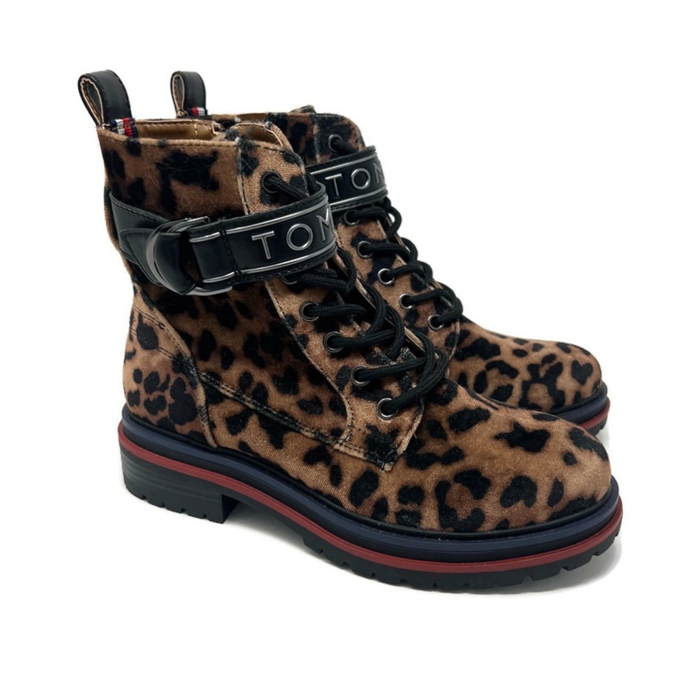 Tommy Hilfiger Leopard Combat Boots Size 6 NWT